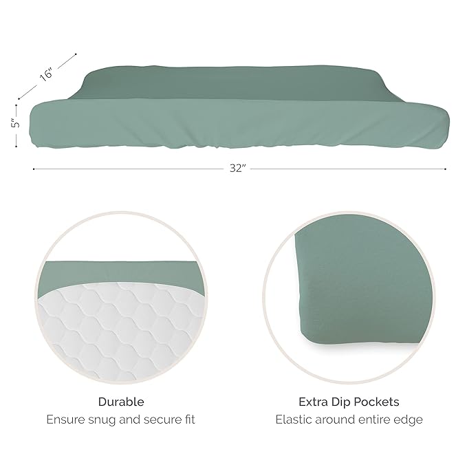 Natemia Organic Cotton Changing Pad Cover (16x32) – Silky Soft Fitted Baby Changing Pad Cover, for Changing Tables, Contoured Pads, Cradle & Bassinet, Neutral Nursery Essential for Boys & Girls