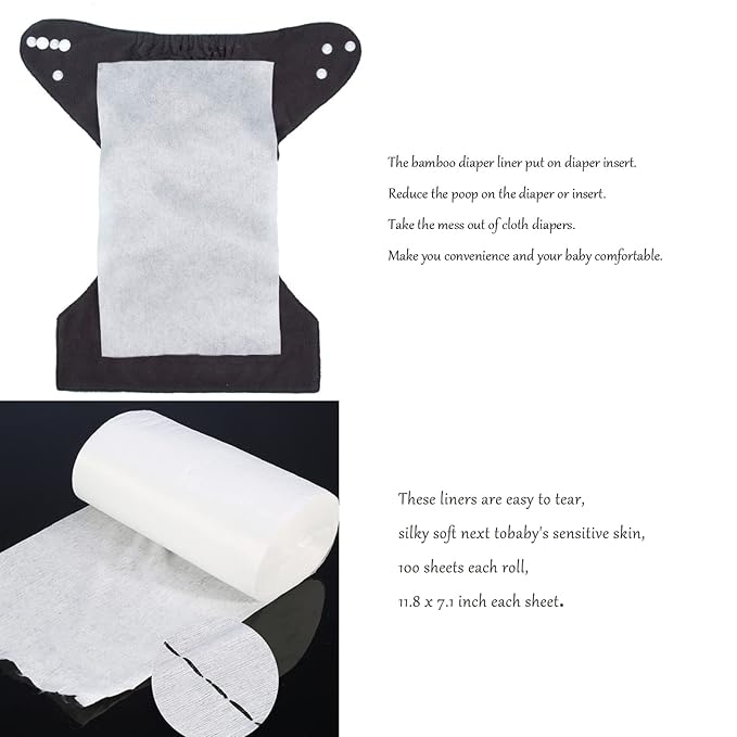 ALVABABY Diaper Liner for Baby Cloth Diapers Natural Soft Disposable Diaper Liners 11.8x7.1 Inch Fragrance Free Chlorine Free 400 Sheets