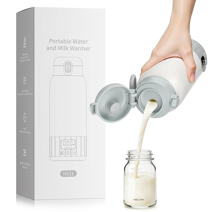 Portable Bottle Warmer for Travel, Fast Heating Milk Warmer On The Go, 17 OZ Water Warmer for Breast Milk, Formula, Water, Temp Control 98°F -131°F, Baby Essentials for Outdoor Airplane Car Journey