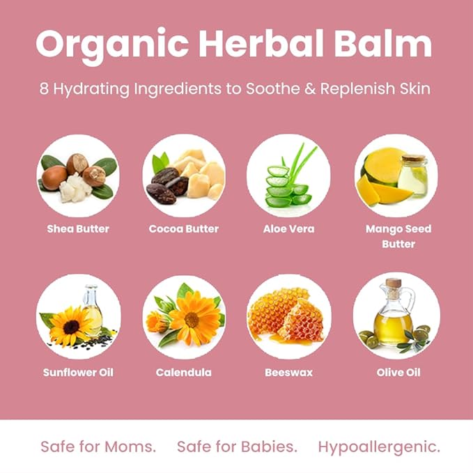 Organic Nipple Butter for Breastfeeding Mothers | Lanolin Free Nipple Cream, Safe for Nursing Moms & Babies | No Need to Wash Balm for Dry Skin & Breast Feeding, Breastfeeding Essentials (2 Pack)