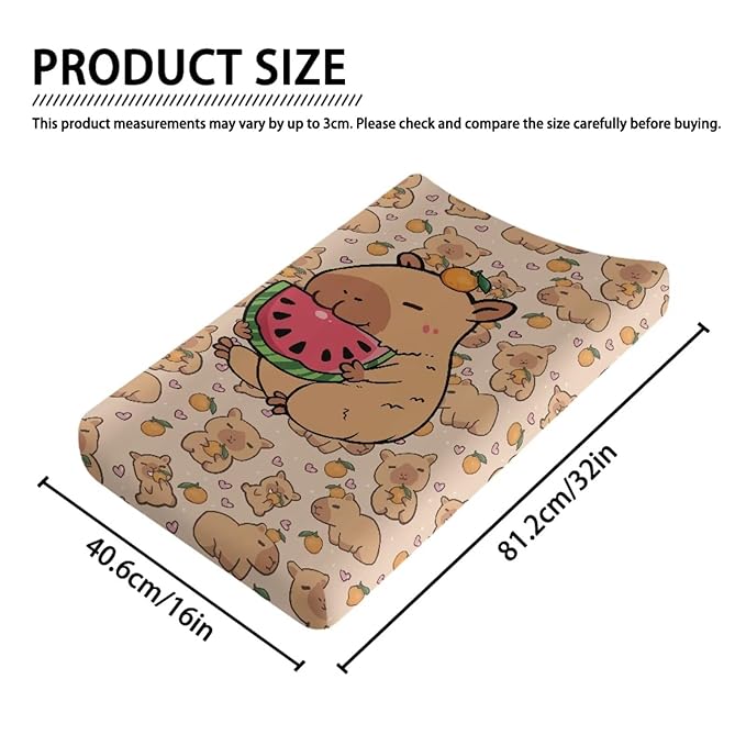 Cute Baby Changing Pad Cover Capybara Baby Diaper Change Table Pad Covers 32 * 16 Inch Easy to Install Cradle Mattress Sheets Nursery Decor
