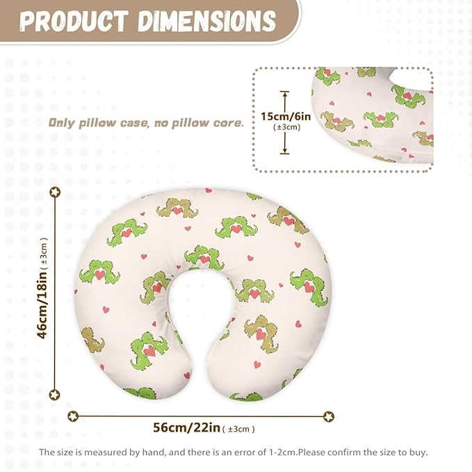 Love Heart Dinosaur Nursing Pillowcase Stretchy Removable Nursing Covers for Breastfeeding Pillows Ultra Soft Newborn Feeding Pillow Cover Stain Resistant and Easy to Clean