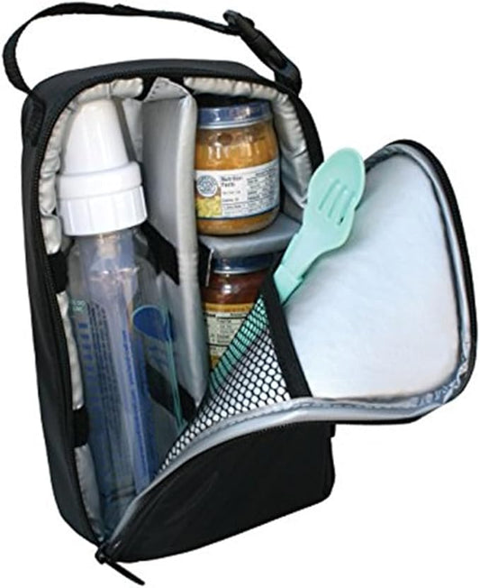 J.L. Childress Pack 'N Protect for Baby Bottles - Insulated Breast Milk Cooler Travel Bag for Moms, Portable Storage for Glass Baby Bottles & Food Containers, For Daycare or On the Go - Black