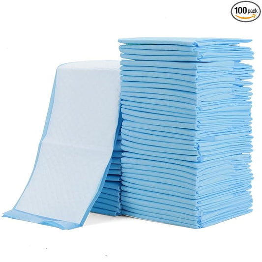 Rocinha 100 Pack Large Disposable Changing Pads for Baby 24 Inches x 17 Inches Disposable Underpads Waterproof Diaper Changing Pad Breathable Underpads Bed Table Protector Mat