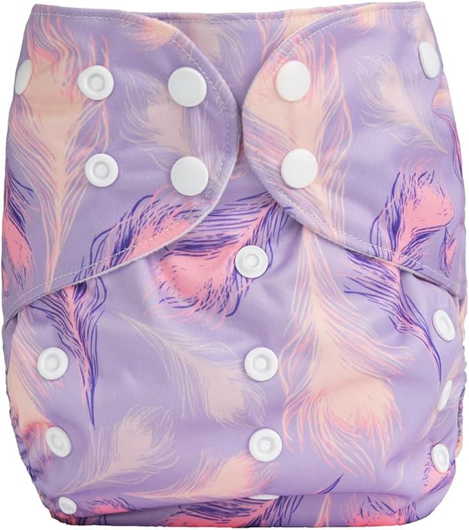 2 to 7 Years Old Cloth Diaper Nappy Pocket Reusable Washable Junior Big Baby Kids Toddler (Feathers)