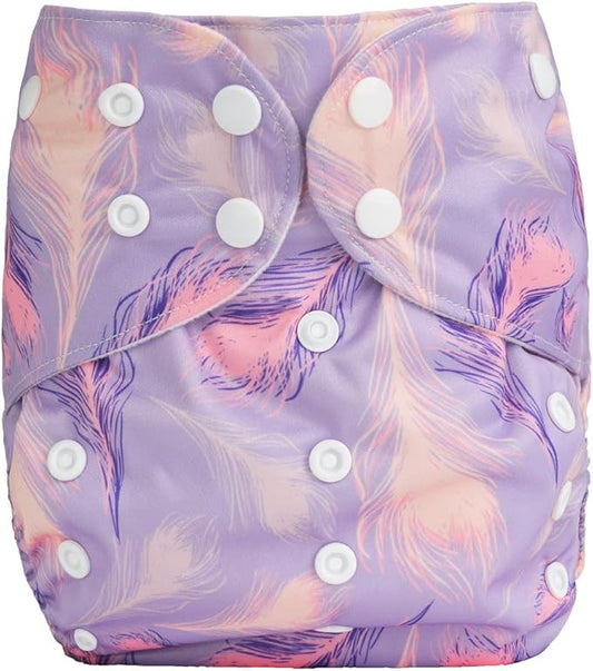 2 to 7 Years Old Cloth Diaper Nappy Pocket Reusable Washable Junior Big Baby Kids Toddler (Feathers)