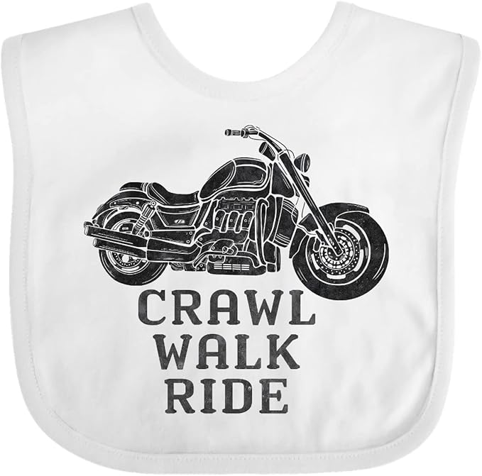 inktastic Crawl Walk Ride Motorcycle Baby Bib