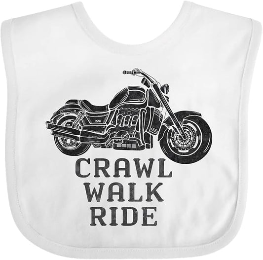 inktastic Crawl Walk Ride Motorcycle Baby Bib