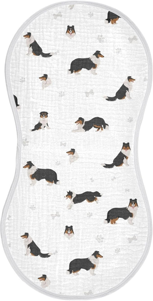 vvfelixl Muslin Burp Cloths Rough Collie Dog Baby Washcloths for Baby Girl Boys 2 Pack