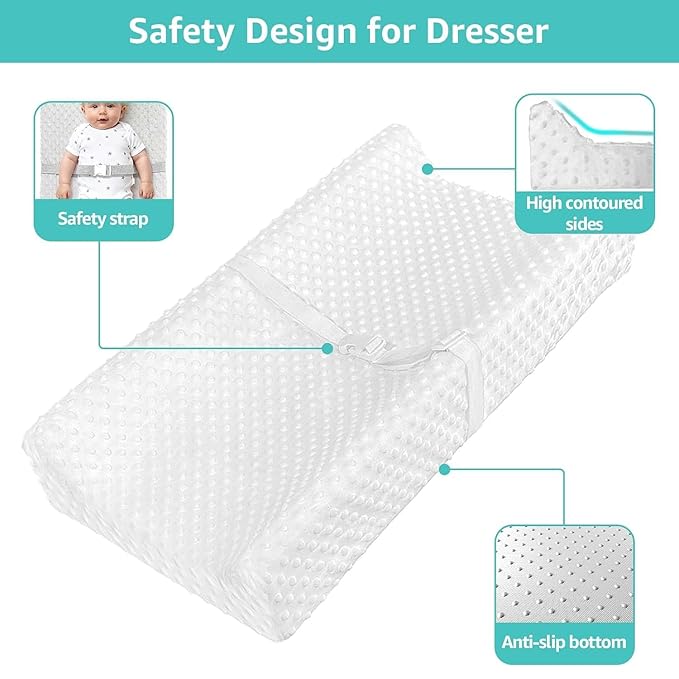 YENING Soft Baby Changing Pad for Dresser Diaper Changing Table Mattress with Cover for Babies and Toddlers Waterproof White