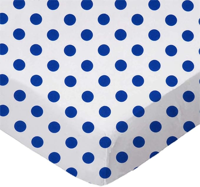SheetWorld Baby Fitted Bassinet Sheet Fits Maxi COSI 20 x 32 inches, 100% Cotton Woven Sheet, Unisex Boy Girl, Royal Polka Dots, Made in USA