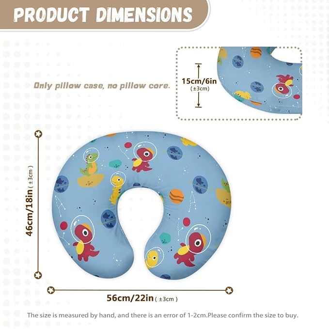 Cute Dinosaur Nursing Pillow Cover, Fits The Original Support for Breastfeeding, Bottle Feeding, and Bonding Comfortable Slipcover for Baby Girl and Boy