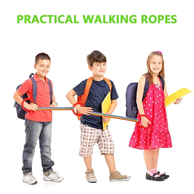 Milisten Anti-Lost Walking Rope with Ring Handles for Preschool and Kindergarten Kids Safety Leash Extendable Line Rope for Toddlers Daycare Group Control