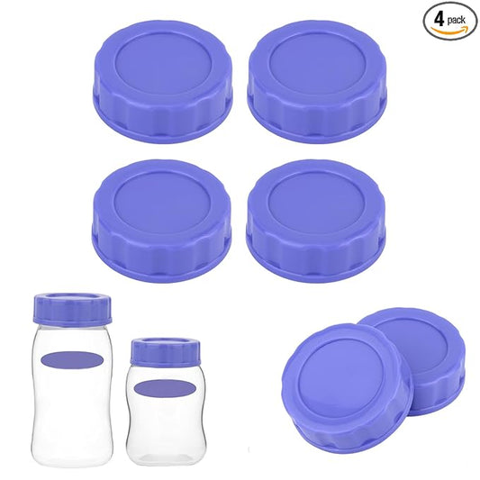 4pcs Baby Bottle Caps Compatible with Pigeon & Lansinoh Bottles, Leak-Proof Travel & Storage Lids Replacement (Purple)