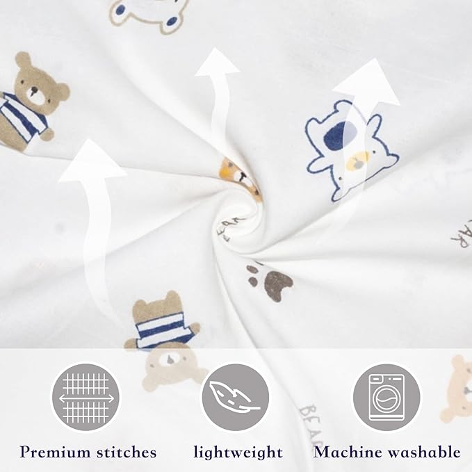 Nursing Pillow Cover(Only Pillowcase) Soft Cotton Removable Cover for Breastfeeding Pillows, Ultra Comfortable Breathable Slipcover for Newborn Baby Girl and Boy (Blue Bear)