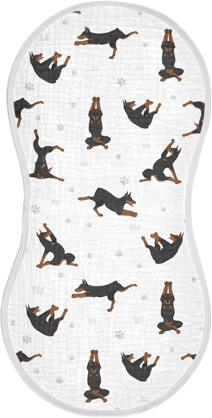 vvfelixl Muslin Burp Cloths Exercises Doberman Dog Baby Washcloths for Baby Girl Boys 2 Pack White