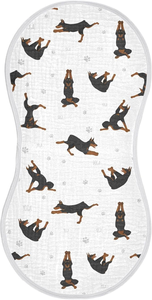 vvfelixl Baby Burp Cloths Exercises Doberman Dog Baby Newborn Cotton Burping Cloths Set Baby Washcloths 4 Pack White