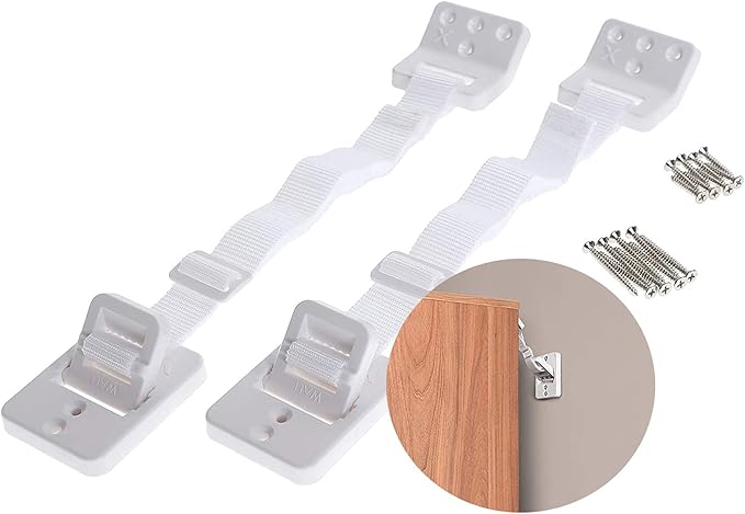 Dreambaby Hinged Anti-Tip Furniture Anchors, White