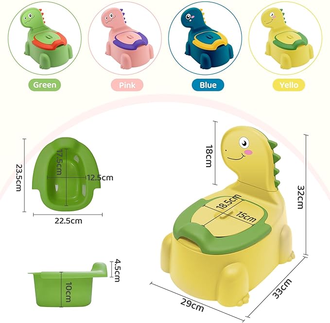 potty training toilet Potty Seat Baby Training Chair Boys Girls Toddler Dinosaur Comfortable children 1-5 years old Baby toilet Animal seat with lid back potty trainer (Yellow)