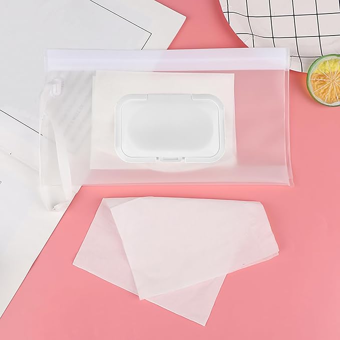 2 Pack Reusable Wipes Pouch Portable Wipes Dispenser Refillable Wipes Container Lightweight Travel Wipes Case Baby Wipes Holder for Diaper Bag