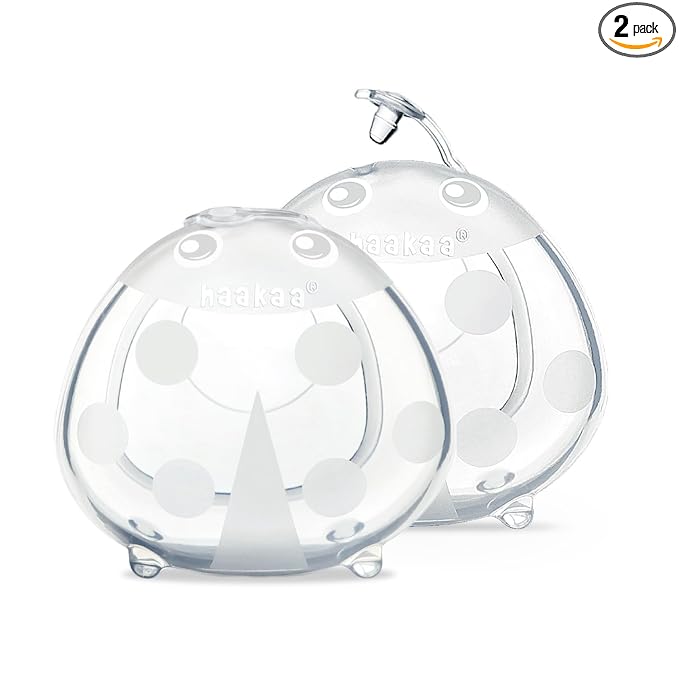 haakaa Ladybug Milk Collector 1.4oz/40ml 2pcs - Breast Milk Collection Cups | Soft Breast Shells | Breastmilk Saver | Letdown Catcher for Pumping On The Go Breastfeeding Moms, Protects Sore Nipples