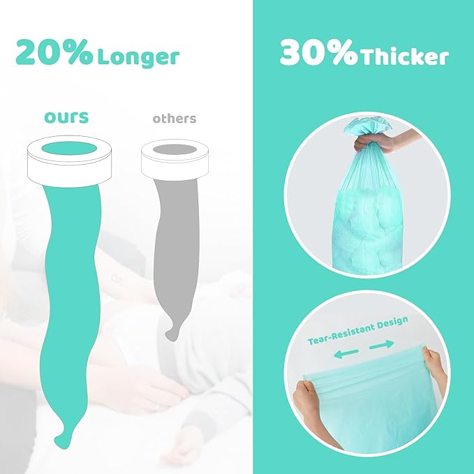 [10 Pack] Dekor Plus Diaper Pail Refills, Extra-Thick Continuous Liner Bags Compatible with Dekor Plus Diaper Pails, Strong Diaper Pail Refills for Baby & Adult Diapers, Nursery Odor Control