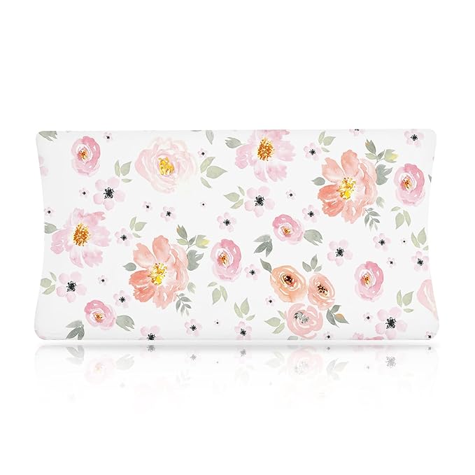 Boyoung Stretchy Changing Pad Cover Ultra Soft Cotton Changing Table Sheets Baby Diaper Changing Pad Cover Sheets for Girls Boys Fit 32""/34'' x 16""Pad, Purple Flower