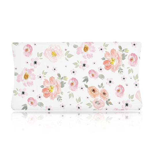 Boyoung Stretchy Changing Pad Cover Ultra Soft Cotton Changing Table Sheets Baby Diaper Changing Pad Cover Sheets for Girls Boys Fit 32""/34'' x 16""Pad, Purple Flower