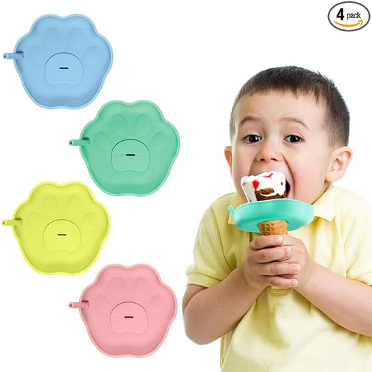 PandaEar 4 Pack Popsicle Holder for Kids, Silicone Ice Cream Cone & Popsicle Drip Catcher with Built-in Straw, Mess-Free Frozen Treat Holder
