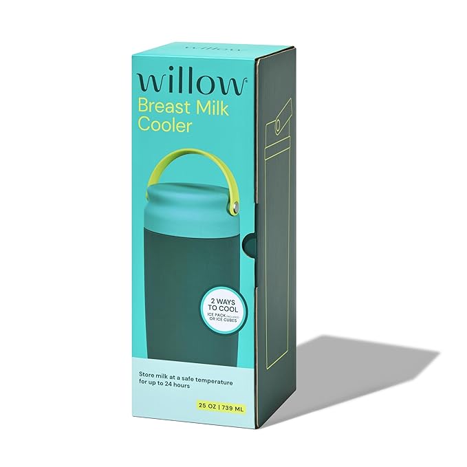 Willow - 25oz Portable Breastmilk Cooler - Keeps Breast Milk Cold for 24 Hours - Stainless Steel - Use w/Included Ice Pack or Ice Cubes - Breastfeeding Essentials - Dishwasher Safe - Juniper