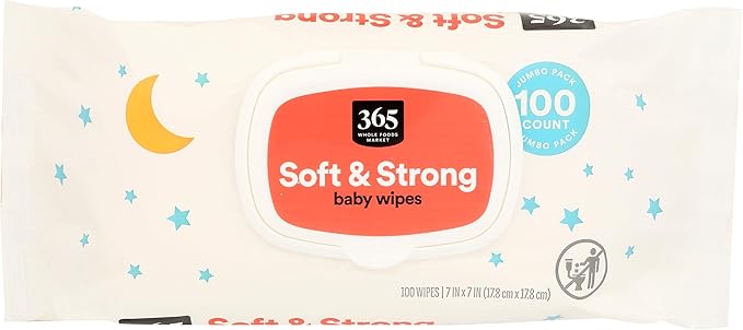 365 by Whole Foods Market, Soft & Strong Disposable Baby Wipes, Fragrance-Free, 100 Count