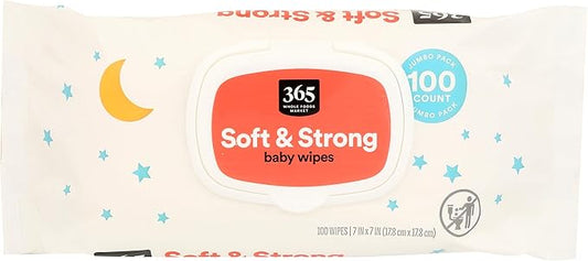 365 by Whole Foods Market, Soft & Strong Disposable Baby Wipes, Fragrance-Free, 100 Count