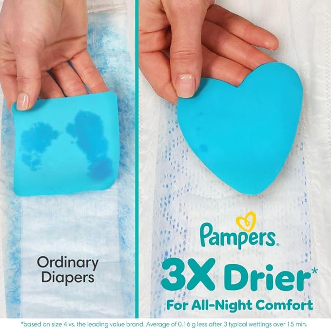 Pampers ZZZ Overnight Diapers, Size 4 (22-37 lbs), 58 Count, Nighttime Protection Disposable Baby Diaper, Night Time Leak and Skin Protection