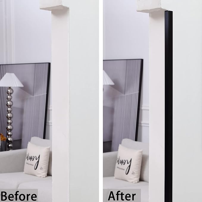 Trimold Matte Black Aluminum Peel and Stick L Molding Corner Guards with 90° Angle for Wall Door Frame Cabinet Baseboard Protection and Decoration, 35.4in x 0.8in (3Pcs)