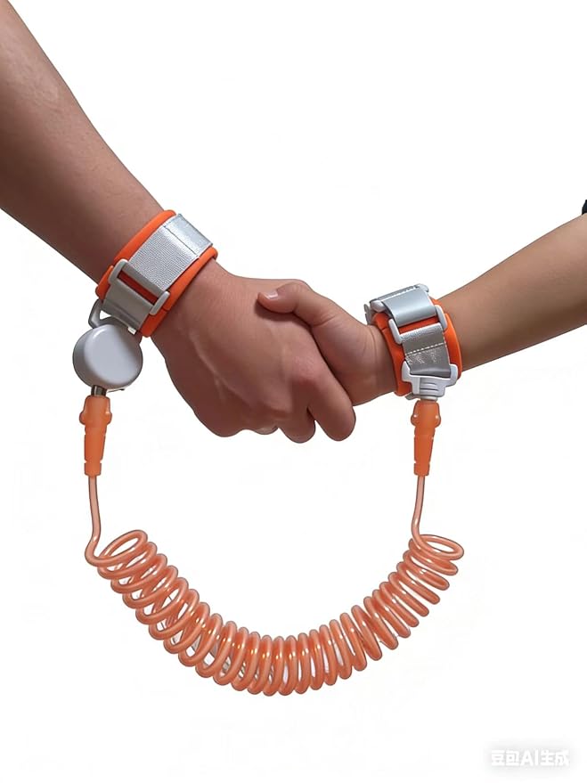 Anti Lost Wrist Link for Kids, Child Safety Leash with Both Ends Quick-Release Buckle, Rotating Clasp, Security Lock, Firm Steel Wire Coil (Orange)