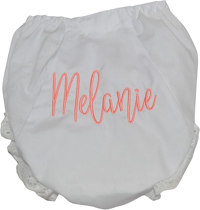 Personalized Baby Bloomers, Baby Diaper Cover with embroidered name, Melanie Script Font Bloomers