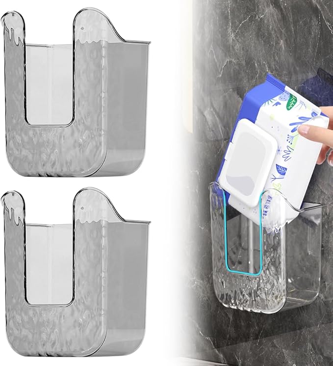 Kitchen Wipes Storage Box, Wall Mounted Paper Towel Box, Wall Mounteds Wet Wipes Holder Dispenser, Wall Mounted Paper Towel Box Bracket (Gray,2pcs)