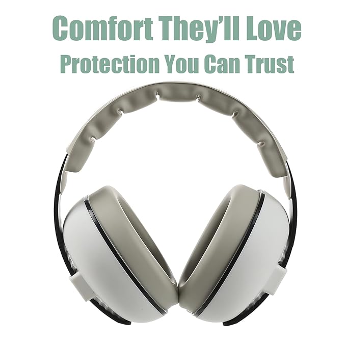 Funbliss Infant Ear Protection - Safe Noise Cancelling Headphones for Baby and Toddler 3-36 Months,Safe Materials with Storage Bag,White