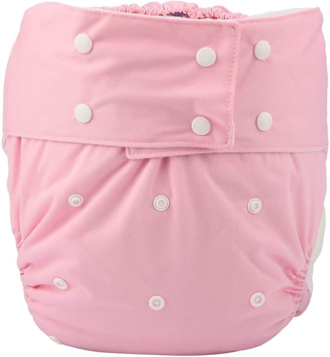 Adult Cloth Diaper Cover Nappy Reusable Washable Adjustable for Disability Incontinence Person (Pink)