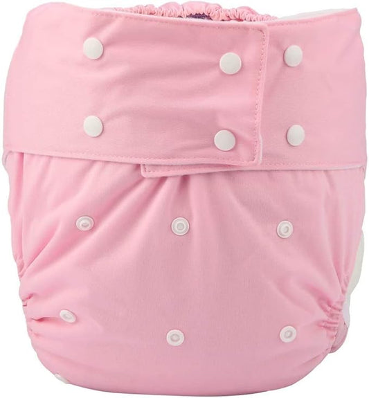 Adult Cloth Diaper Cover Nappy Reusable Washable Adjustable for Disability Incontinence Person (Pink)