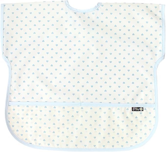 Plie Short Sleeve Waterproof Bib for Toddlers – Easy Clean Feeding Apron for Mealtime, Daycare, Self-Feeding, Lightweight