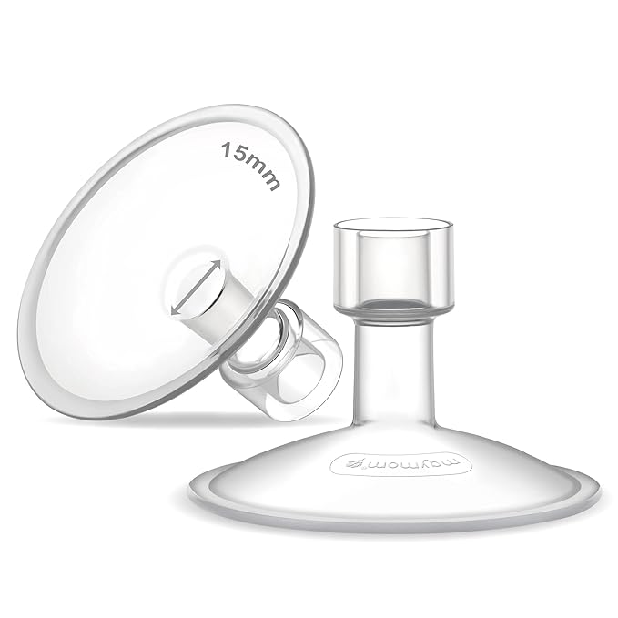 15mm Maymom MyFit Shields, Saucer Series; Compatible with Medela Breast Pump- PersonalFit, Freestyle, Harmony, Maxi, Freestyle Flex Connector; Connect to Maymom Widemouth/Narrow Connector, 2pcs
