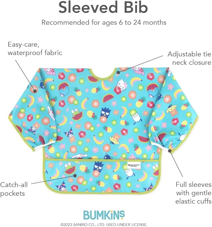 Bumkins Sleeved Bib for Girl or Boy, Baby and Toddler for 6-24 Mos