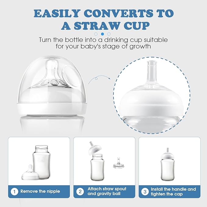 Sippy Straw Nipples for Philips Avent Natural Baby Bottles – Soft Silicone Trainer Nipple for 8M+ Babies, BPA-Free, Spill-Resistant, Pack of 4