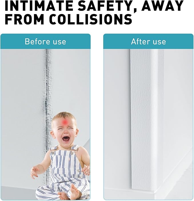 Wall Corner Protector,2PCS 35''x1.58'' Self Adhesive Corner Guard for Wall, Heavy Duty White Corner Protector Guard for Cabinet Doors, Edge Protector