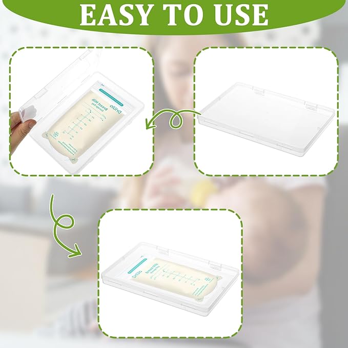 18 Pcs Clear Flat Breast Milk Freezer Storage Organizer Space Saving Breastmilk Storage Breastmilk Freezer Tray Breastfeeding Bag Organization, 7.48 x 5.11 x 0.67 in