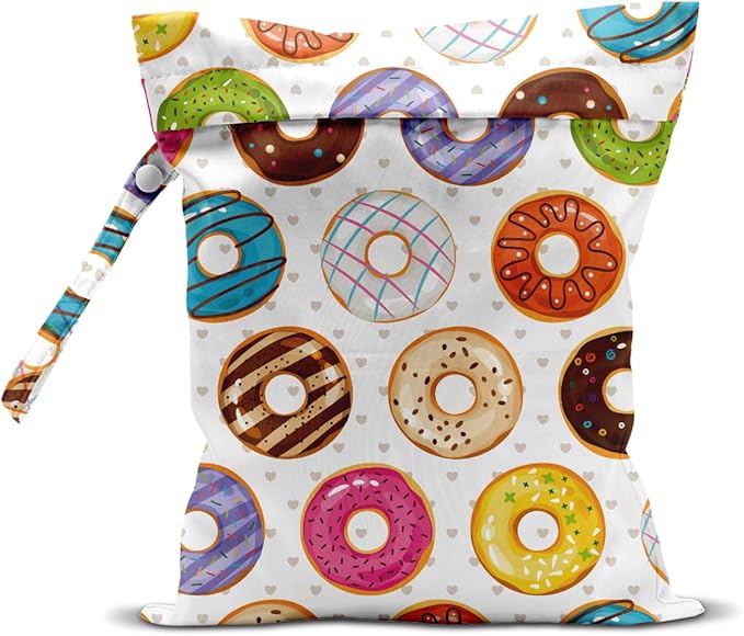 Wet Bag for Baby Swimsuit Kids Wet Dry Bag for Breast Pump Parts Diaper Bag Toiletries Daycare Organizer Beach Vacation Essentials Colorful Donut Waterproof Travel Laundry Bags