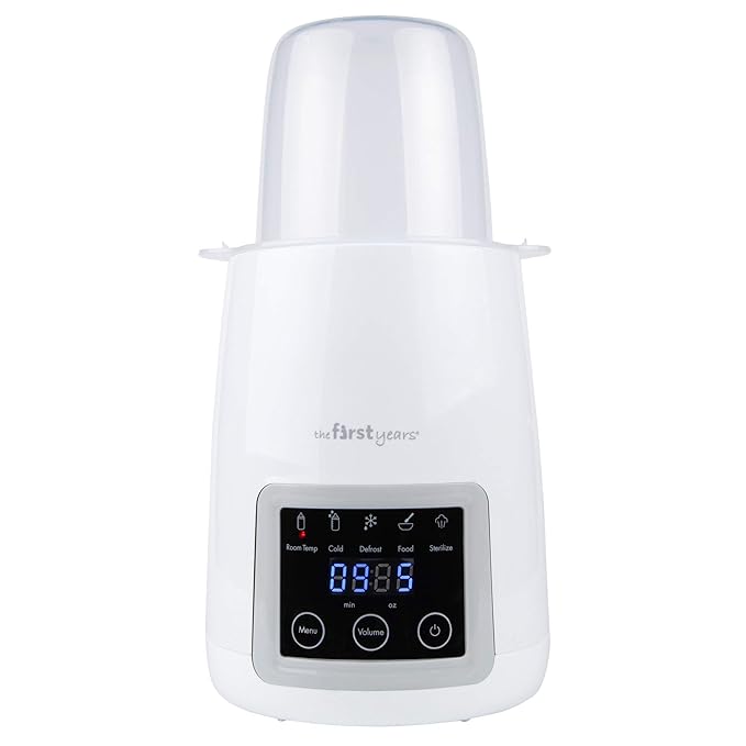 The First Years Gentle Warmth Digital Baby Bottle Warmer - Bottle Warmer for Breastmilk, Baby Formula, and Baby Food - Includes Milk Warmer, Basket, and Cup - White