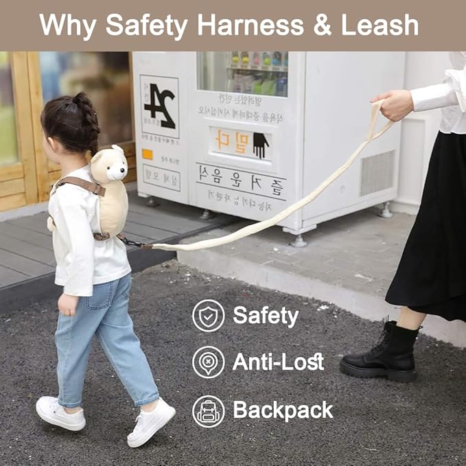 New Berhapy 3 in 1 Bear Toddler Safety Harness Backpack, Children's Walking Leash Strap for Boys and Girls (super soft bear)