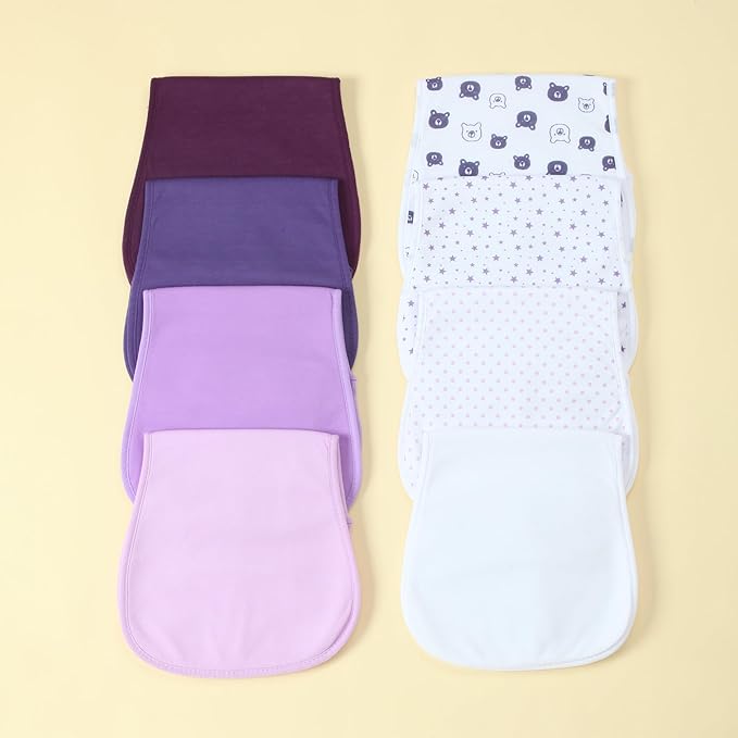 Waterproof Baby Burp Cloths 8-Pack - 4-Layer Super Absorbent Fabric, Extra Soft Plush Spit Up Rags for Newborns Infants, Unisex for Baby Boy Girl, Milk Spit Up Infant Towels